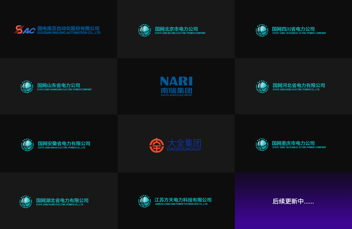 展示与电网合作公司的标识及企业风貌的图片，体现合作的多元性与实力